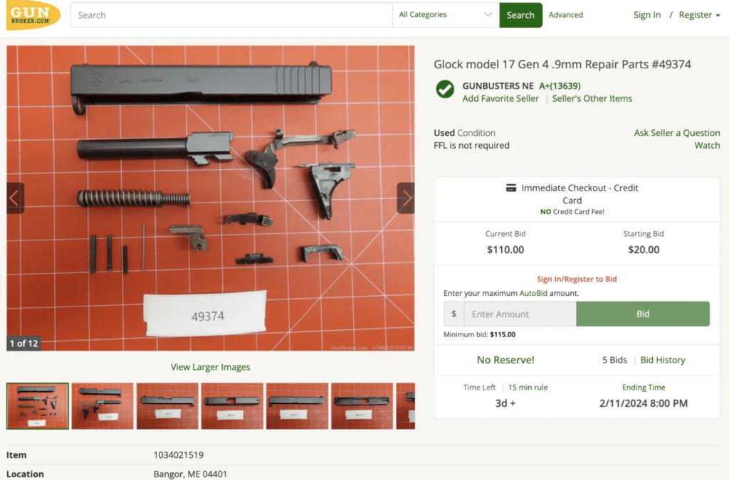 Maine firearms sent to be destroyed.  instead they are resold as gun part kits!